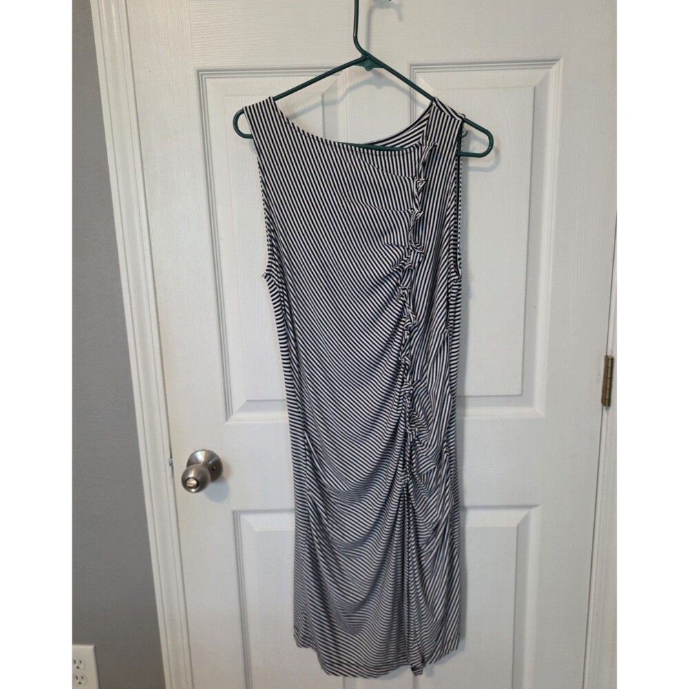 Ann Taylor Dress Size Large Petite Ruffled Asymmetric Draped Bodycon Sleeveless